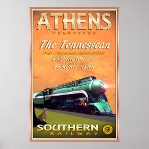 ATHENS Tennessee Southern Railway Travel Poster