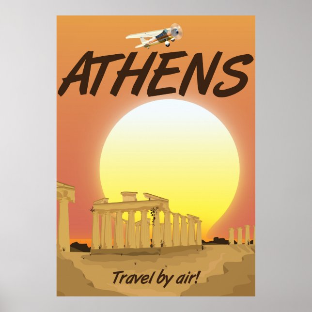 Athens "Travel by air" Golden Sunset Poster (Front)