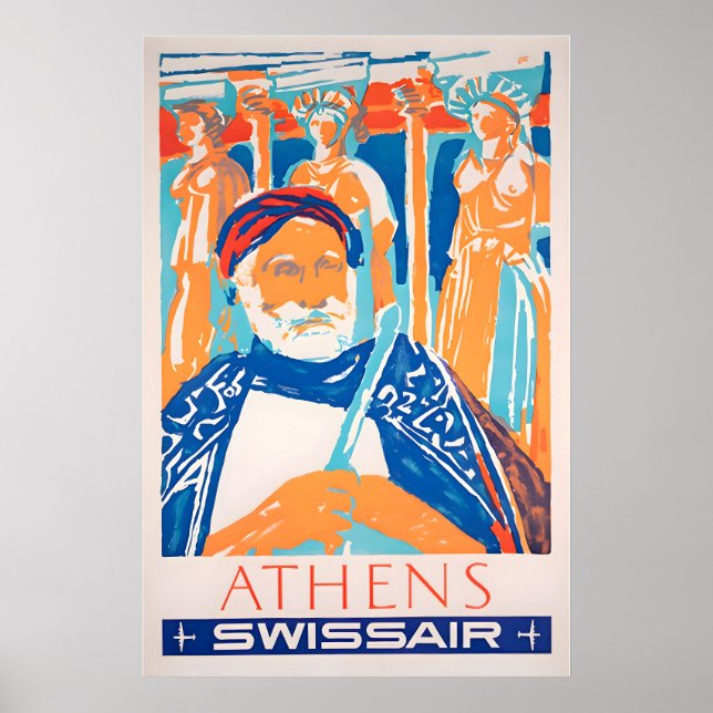 Athens Travel Poster Greece Art Greek Print (Front)