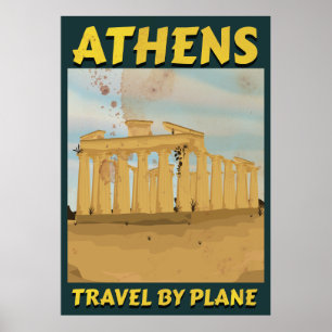 Athens vintage travel poster