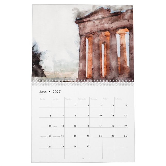 ATHENS WATERCOLORS CALENDAR (Jun 2027)