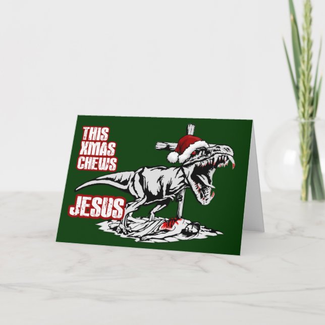 Athiest T Rex Xmas Holiday Card (Front)