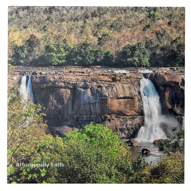 Athirappilly Falls, Panchayath, Kerala, India Ceramic Tile (Front)