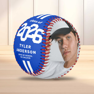 Athlete 2025 Blue Graduation Custom Photo Baseball