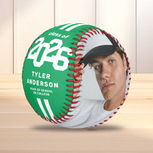 Athlete 2025 Green Graduation Custom Photo Baseball