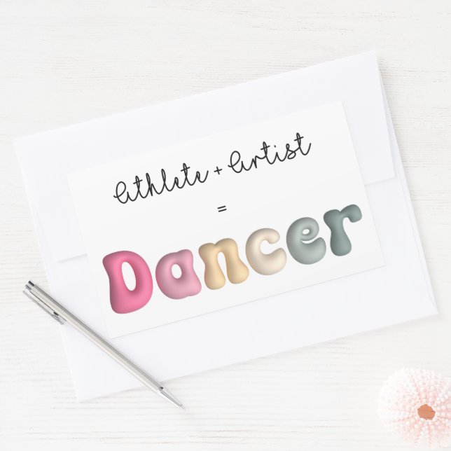 Athlete + Artist = Dancer, Funny gifT for Dancer Rectangular Sticker (Envelope)