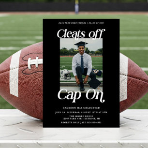 Athlete Graduation Cleats off Cap On Invitation
