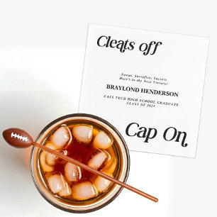 Athlete Graduation Cleats off Cap On Napkin