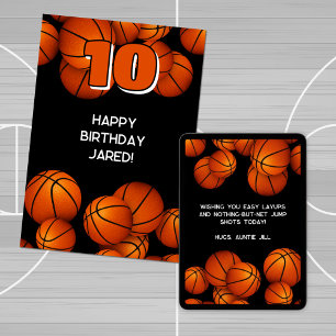 athlete happy birthday basketballs accent card