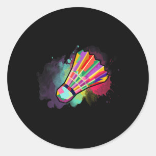 Athlete Men Women Kids Shuttle Badminton Colourful Classic Round Sticker