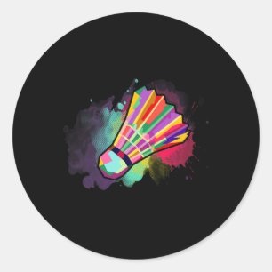 Athlete Men Women Kids Shuttle Badminton Colourful Classic Round Sticker
