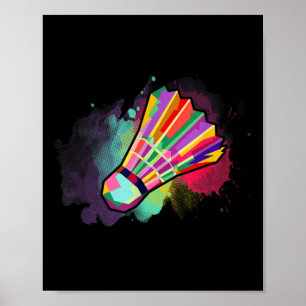 Athlete Men Women Kids Shuttle Badminton Colourful Poster