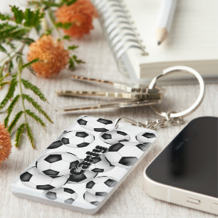athlete name cluster of soccer balls key ring