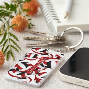 athlete name red black team colours volleyball key ring