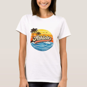 Athlete Retro Sunset Design T-Shirt