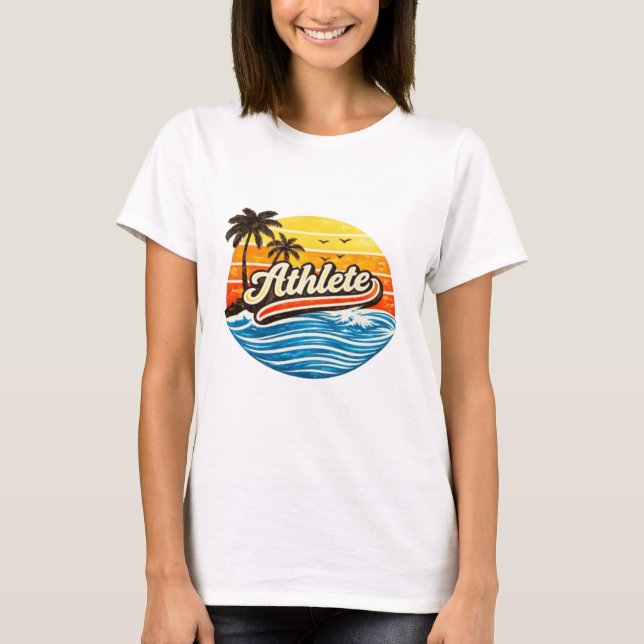 Athlete Retro Sunset Design T-Shirt (Front)