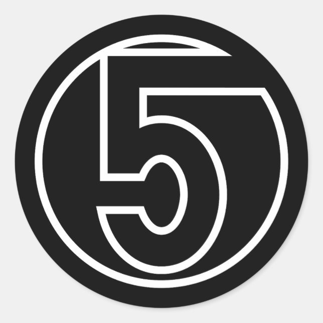 Athletes Number 5 circle shape Classic Round Sticker (Front)
