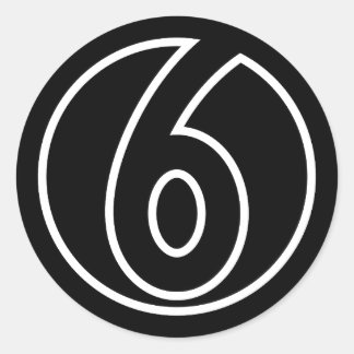 Athletes Number 6 circle shape Classic Round Sticker