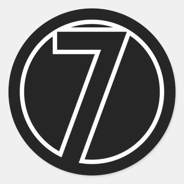 Athletes Number 7 circle shape Classic Round Sticker (Front)