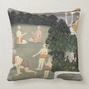 Athletes perform before a seated noble, c.1760 (op cushion