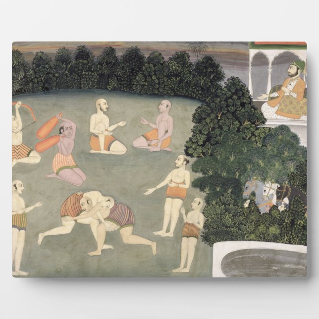 Athletes perform before a seated noble, c.1760 (op plaque (Front)