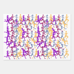 Athletes runners and joggers wrapping paper sheet