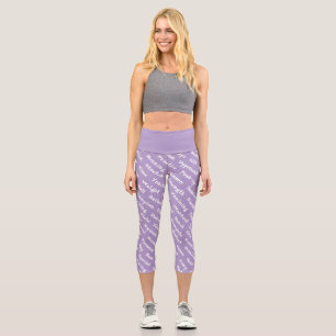 Athletic and Sports Word Salad Lavender Capri Leggings