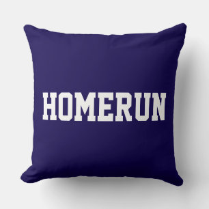 Athletic Baseball HOMERUN White Text On Navy Blue Cushion
