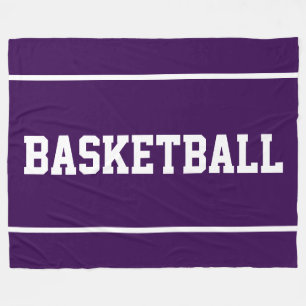 Athletic BASKETBALL Text Stripes On Deep Purple Fleece Blanket