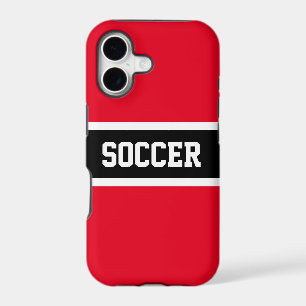 Athletic Bold Black White Red Stripes "SOCCER"