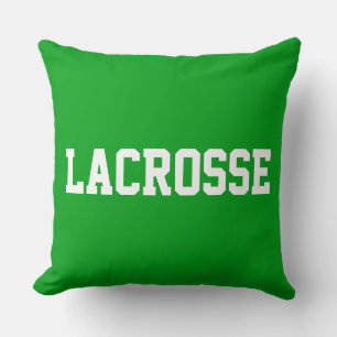 Athletic Bold White LACROSSE Text On Bright Green Cushion