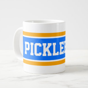 Athletic Bright Blue Orange PICKLEBALL Stripes Large Coffee Mug