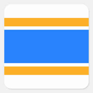 Athletic Bright Blue Yellow White Racing Stripes  Square Sticker
