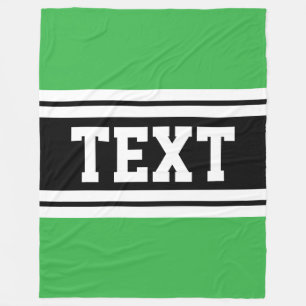 Athletic Bright Green Black White Racing Stripes Fleece Blanket