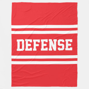 Athletic Bright Red White DEFENSE Racing Stripes Fleece Blanket