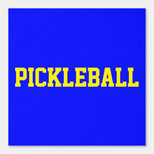 Athletic Bright Yellow PICKLEBALL On Vivid Blue Wallpaper