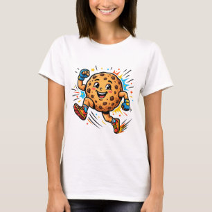Athletic Chocolate Chip Cookie Running Cartoon Mas T-Shirt