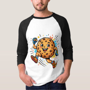 Athletic Chocolate Chip Cookie Running Cartoon Mas T-Shirt