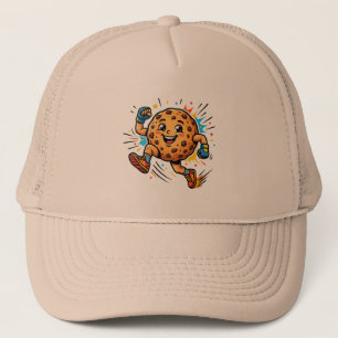 Athletic Chocolate Chip Cookie Running Cartoon Mas Trucker Hat
