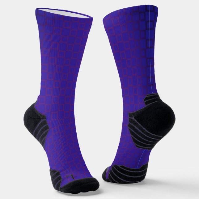 Athletic Crew Sock Blue Purple Classic Design (Angled)
