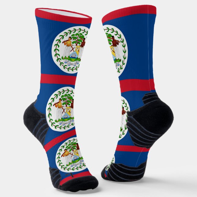 Athletic Crew Sock with flag of Belise (Angled)