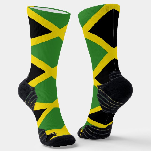Athletic Crew Sock with flag of Jamaica (Angled)