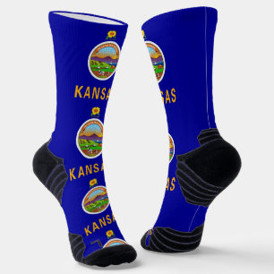 Athletic Crew Sock with flag of Kansas, U.S.