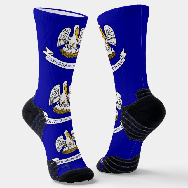 Athletic Crew Sock with flag of Louisiana, U.S. (Angled)