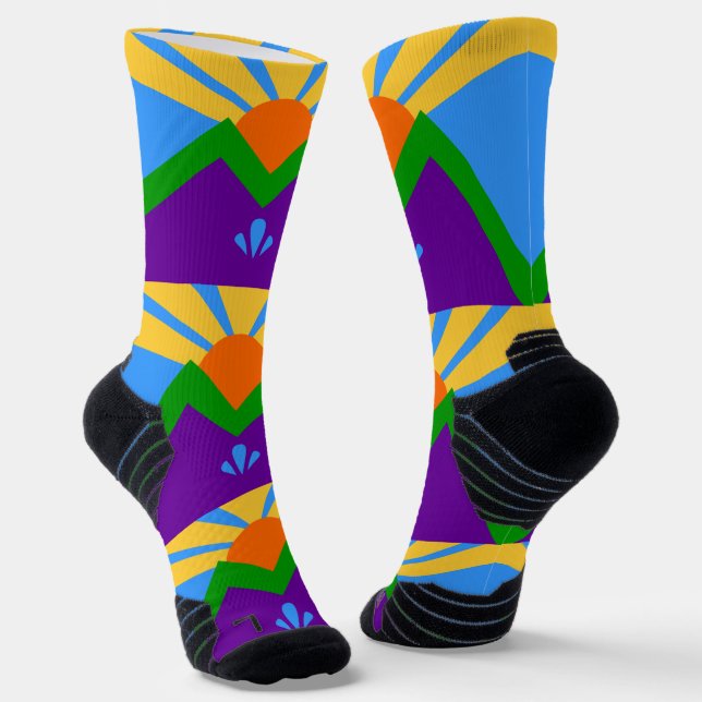 Athletic Crew Sock with flag of Manitou Springs (Angled)
