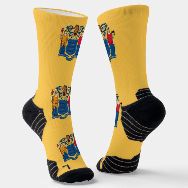 Athletic Crew Sock with flag of New Jersey (Angled)