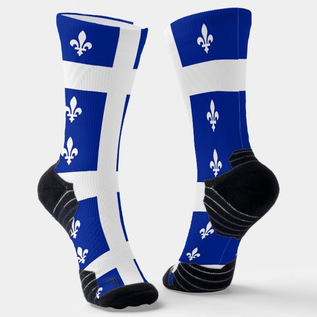 Athletic Crew Sock with flag of Quebec, Canada (Angled)