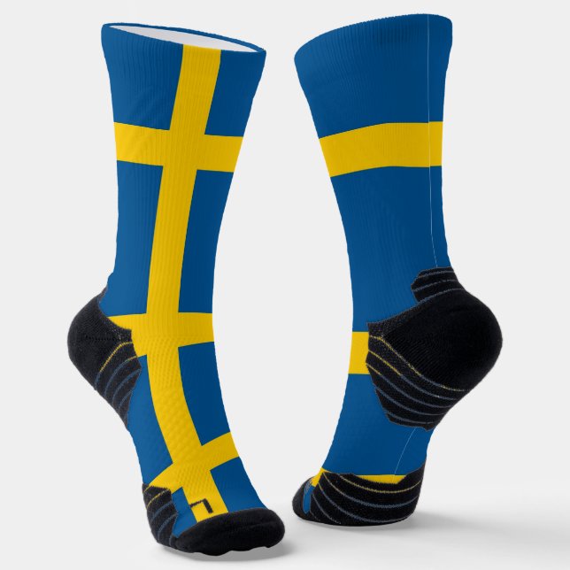 Athletic Crew Sock with flag of Sweden (Angled)