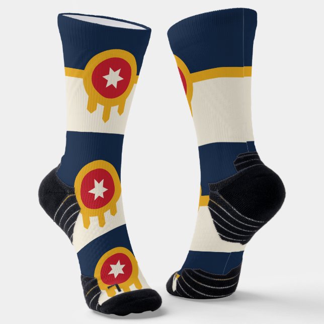 Athletic Crew Sock with flag of Tulsa, Oklahoma (Angled)
