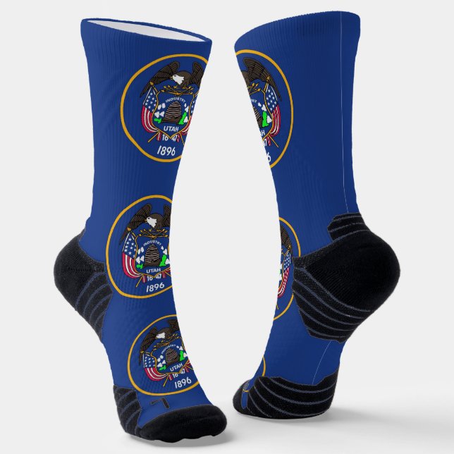 Athletic Crew Sock with flag of Utah, U.S.A. (Angled)